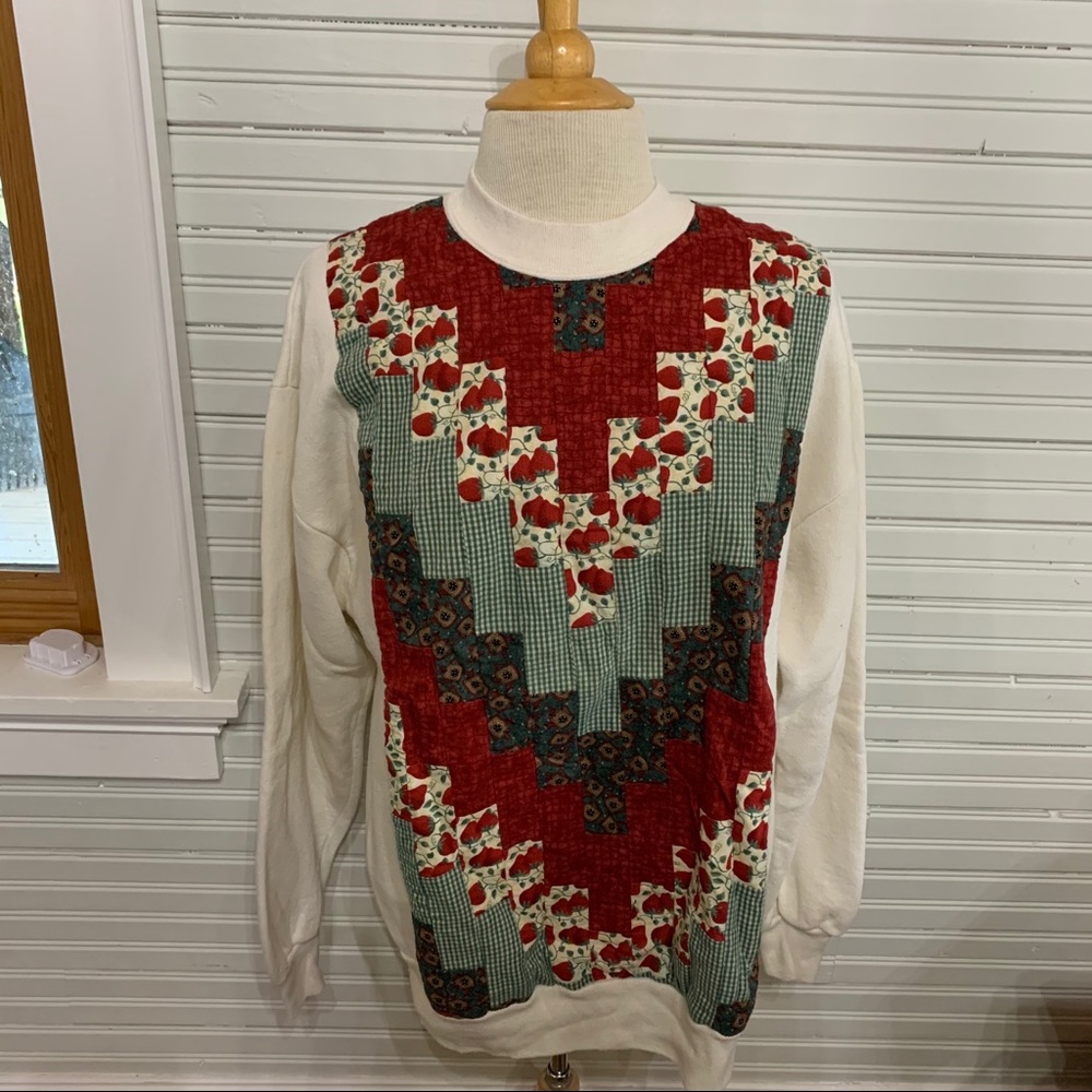 Vintage Jerzees Patchwork Quilt Sweatshirt
